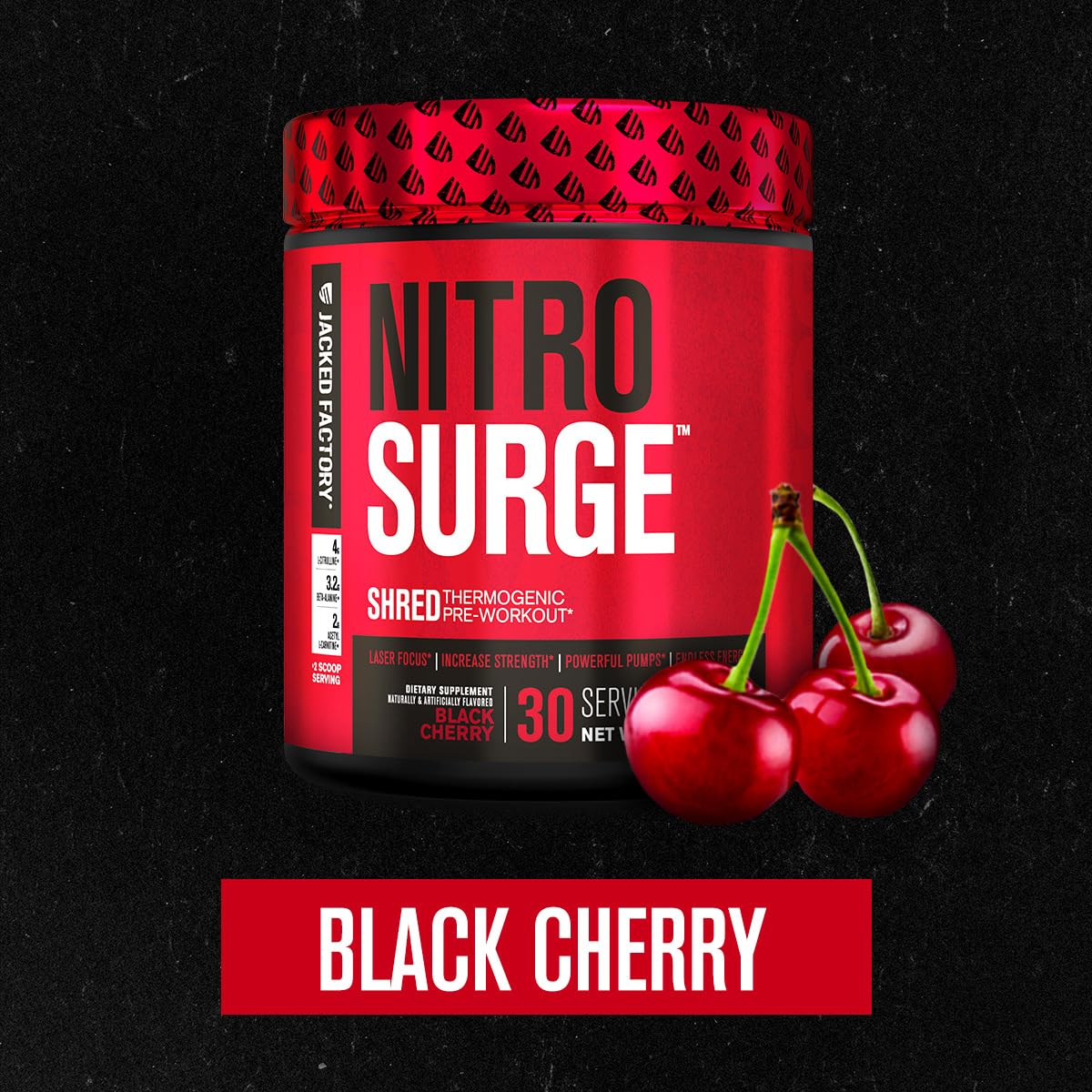 Jacked Factory NITROSURGE Shred Pre Workout Supplement - Energy Booster, Instant Strength Gains, Sharp Focus, Powerful Pumps - Nitric Oxide Booster & PreWorkout Powder