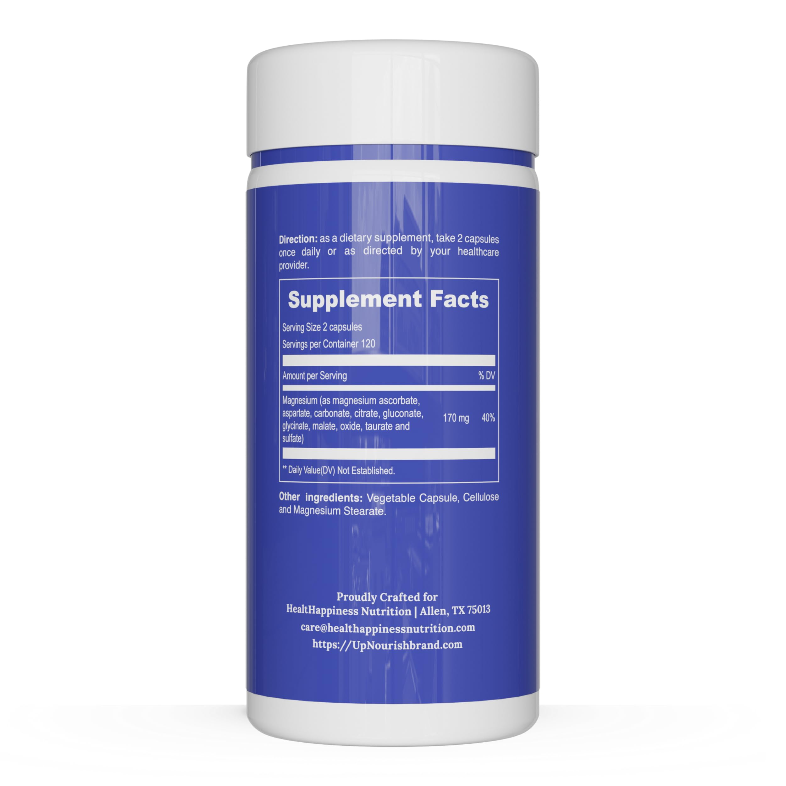 UpNourish Magnesium Supplement - 10 in 1 Magnesium Complex - Full Spectrum Magnesium Mineral Supplements with Glycinate, Citrate, Taurate, Malate, Carbonate, Oxide and More, 240 Vegan Capsules UpNourish buy supplements Au