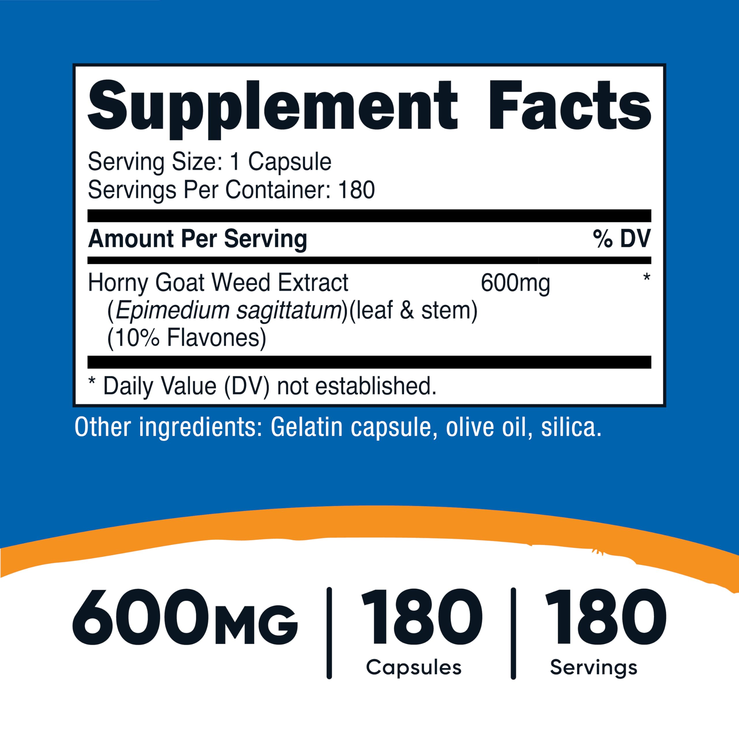 Nutricost Horny Goat Weed Extract (Epimedium) - 180 Capsules, 180 Servings, 600mg Per Capsule