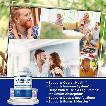 Magnesium Complex Supplement 8 Elemental - Magnesium Glycinate, Citrate, Malate, Oxide | Easy Absorption for Bones, Muscle, Energy, Vegan, Non-GMO 90 Capsules (1pc) OFHOFH buy supplements Au