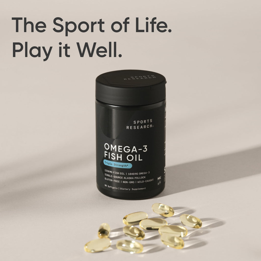 Sports Research® Omega-3 Fish Oil 1250 - Triple Strength Fish Oil Supplement from Wild Alaska Pollock - MSC Certified Sustainable · Non-GMO · Soy Free - 90 Softgel Capsules Sports Research buy supplements Au