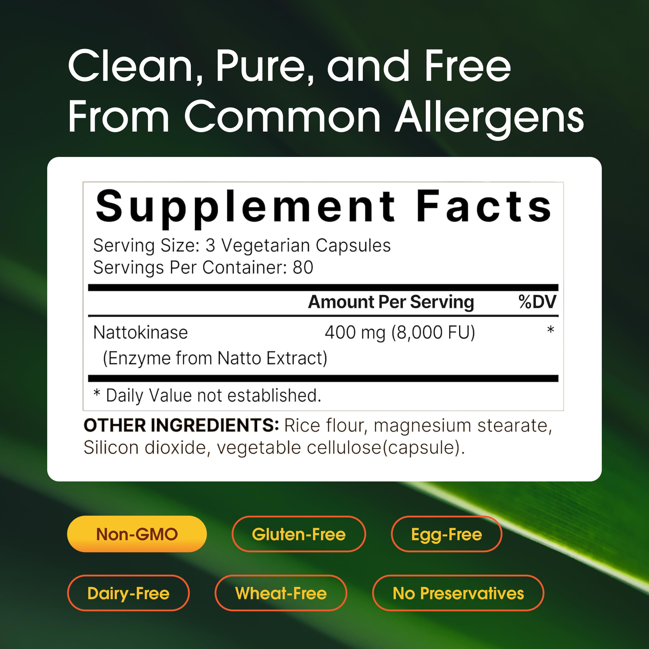 NatureBell Nattokinase - 240 Capsules - 8,000 FU Max Strength from Fermented Natto Extract - for Heart Health