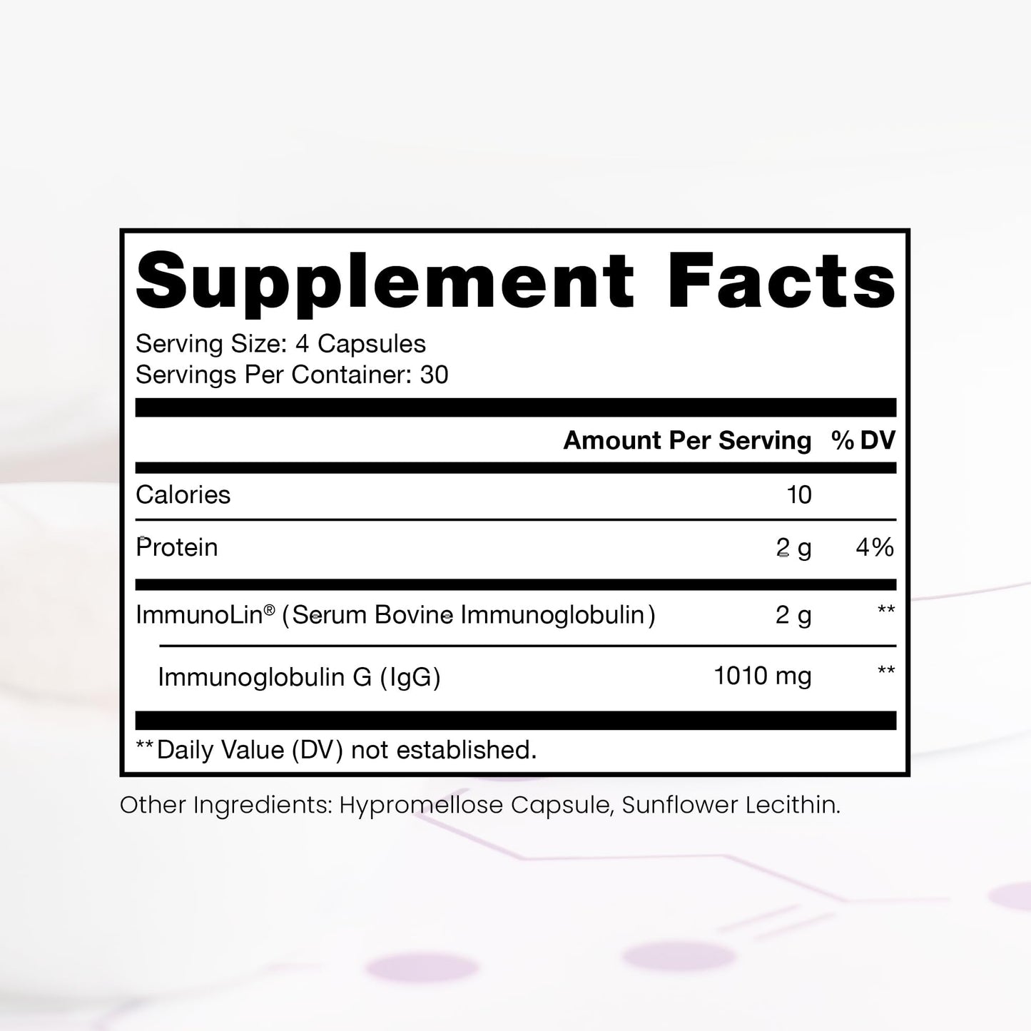 Pure Therapro Rx Elite IgG Immunoglobulin Supplement, 120 Caps - Gut Health & Immune Support, 1100 mg IgG, IGA & IgM, Sunflower Lecithin | Dairy & Gluten