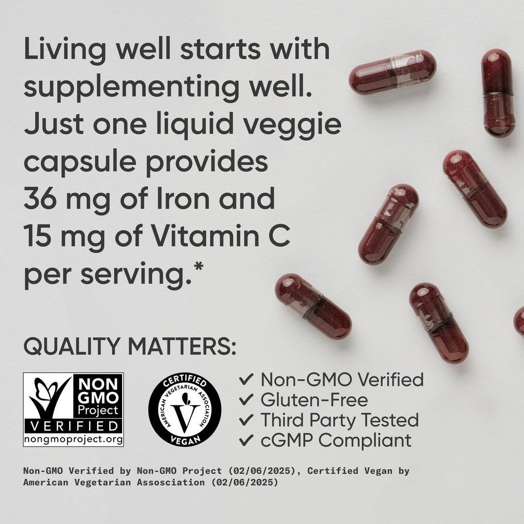 Sports Research® Blood Balance Iron Supplement - 36 MG Iron + Folate & Vitamin C for Absorption - Red Blood Cell Support for Women & Men* - Vegan Certified · Non-GMO · Gluten-Free - 90 Capsules Sports Research buy supplements Au