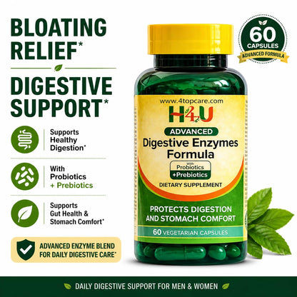 H4U Advanced Digestive Enzymes with Probiotics & Prebiotics – Multi Enzyme Supplement for Gut Health, Digestion Support, Bloating Relief & Stomach Comfort,