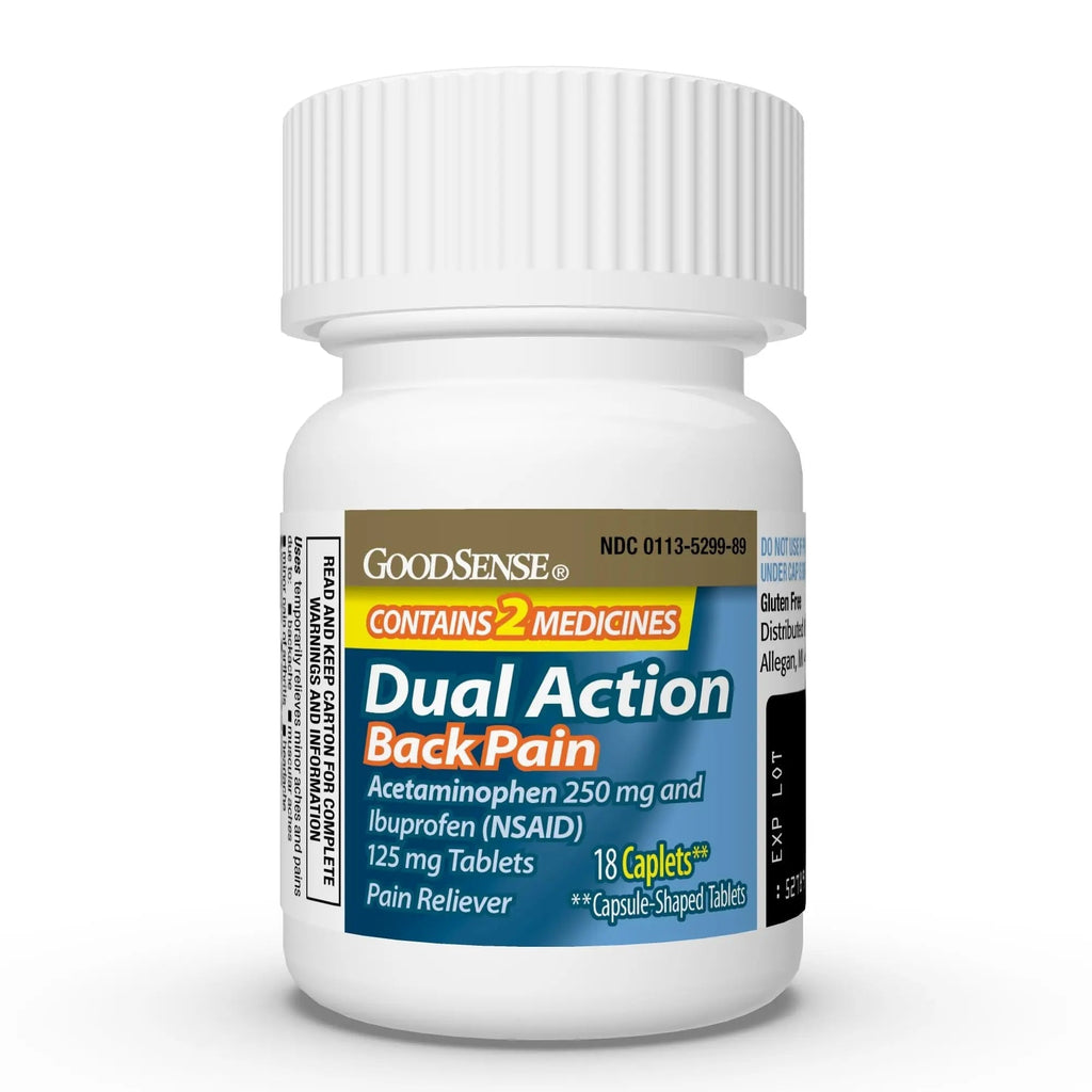 GoodSense Dual Action Acetaminophen and Ibuprofen (NSAID) Tablets, 250 mg/125 mg, Back Pain, 18 Count GoodSenseBuy Supplements Australia