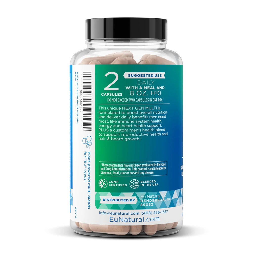 Next Gen Multi for Him Advanced Men’s Multivitamin Supplement – 26-in-1 Multiblend for Beard & Hair Growth, Men’s Reproductive Health Eu Natural