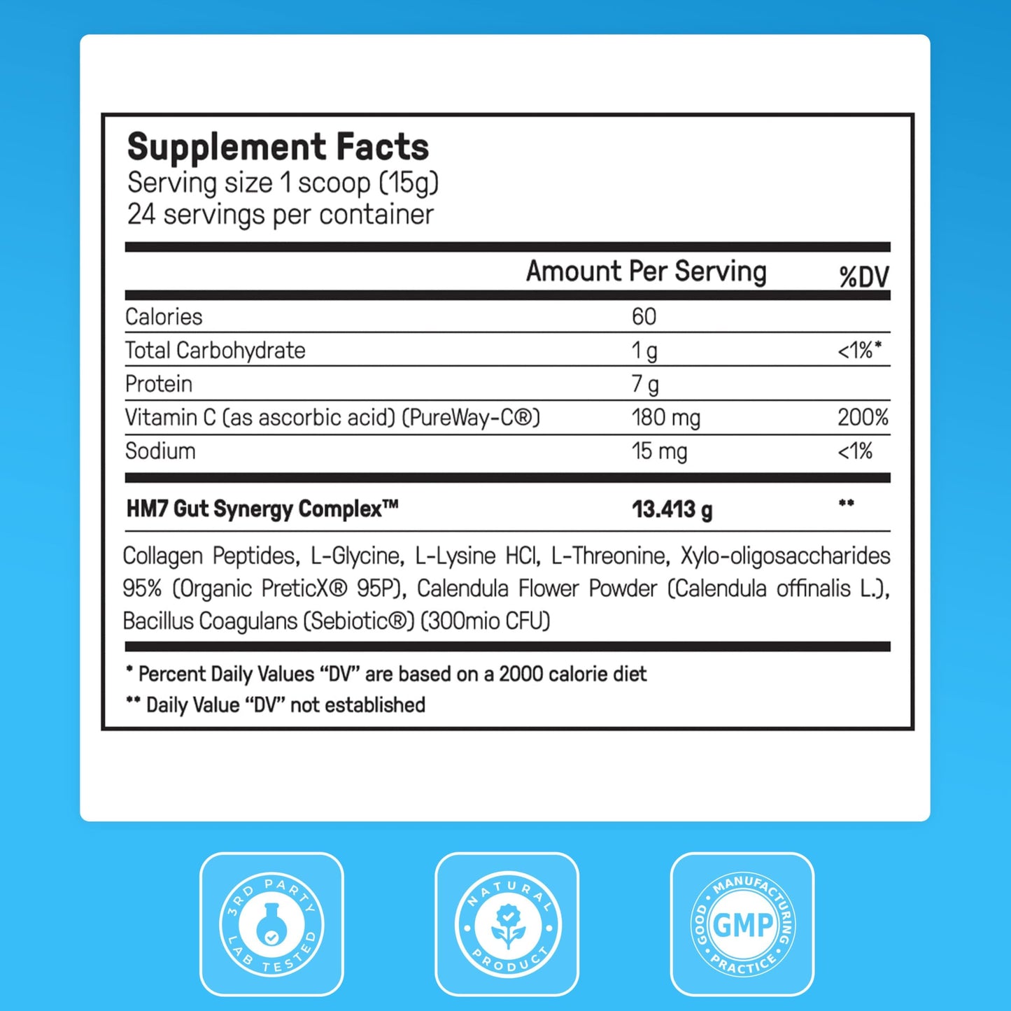 Happy Mammoth Complete Gut Repair Probiotic, Prebiotic, Fiber & Collagen Supplement for Gut Health, Digestion, Healthy Gut Microbiome, Reduces Constipation