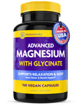 Supplement bottle labeled 'Advanced Magnesium with Glycinate' by InnovixLabs on a white background.