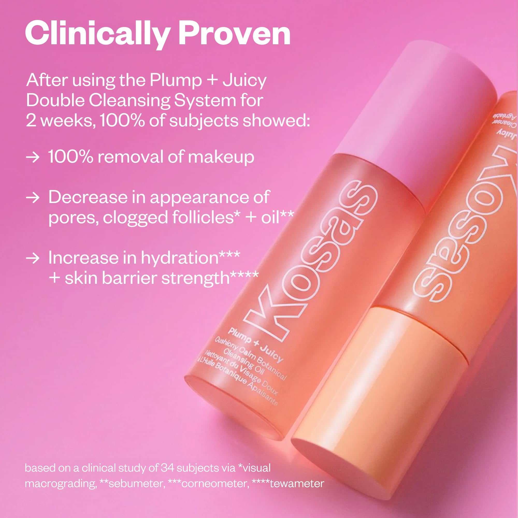 Kosas Mini Plump + Juicy Double Cleansing System — Botanical Oil Cleanser + Gel Cleanser Set, Soap & Sulfate Free, Hydrating Makeup Remover for All Skin Types KosasBuy Supplements Australia