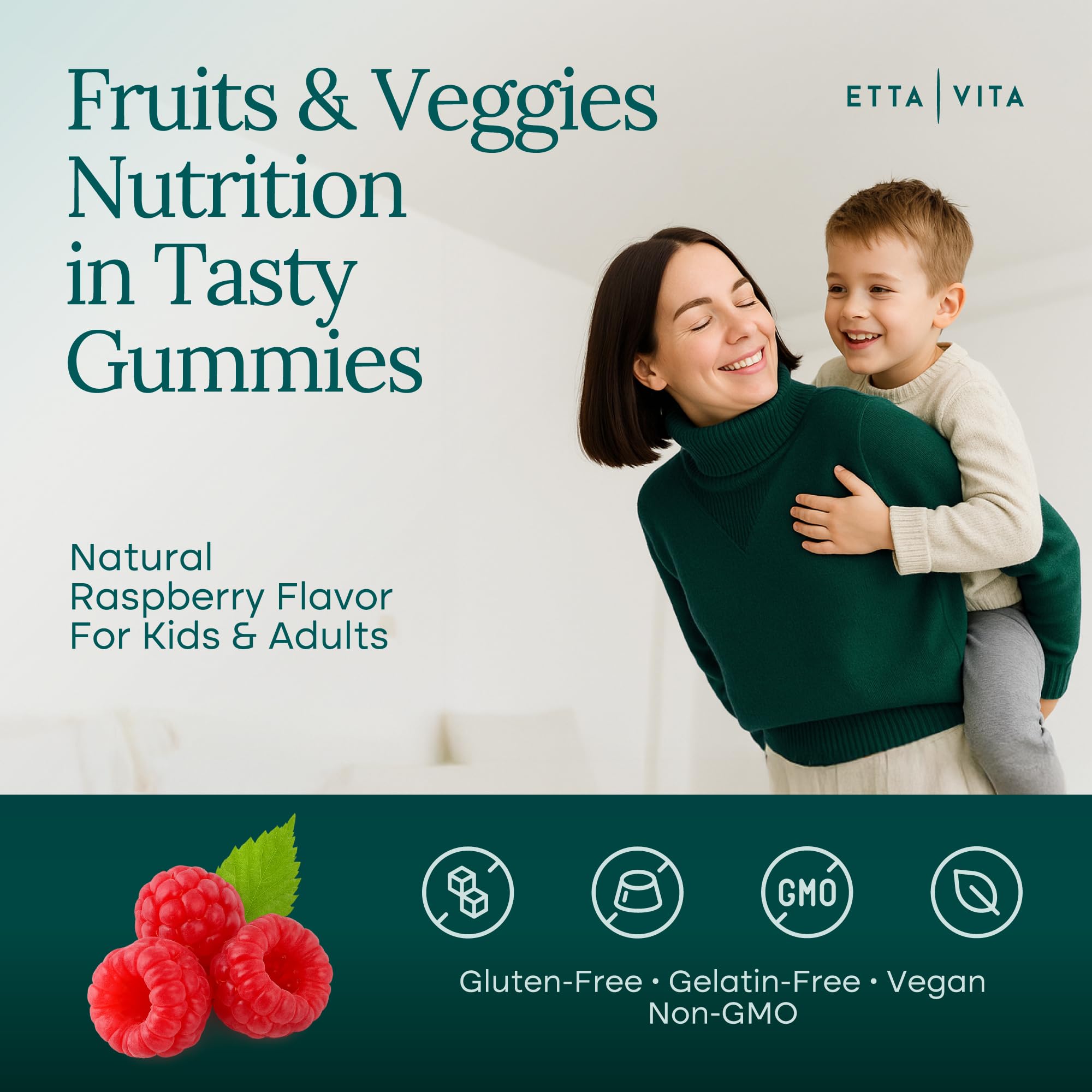 Everyday Debloat & Detox Sugar-Free Fruits and Veggies Gummies - Energy Support with Superfood Fruit and VegetableSupplement (120 Chews) Cruelty-Free, Vegan, Gluten-Free, Fruit and Vegetable Vitamin Etta VitaBuy Supplements Australia