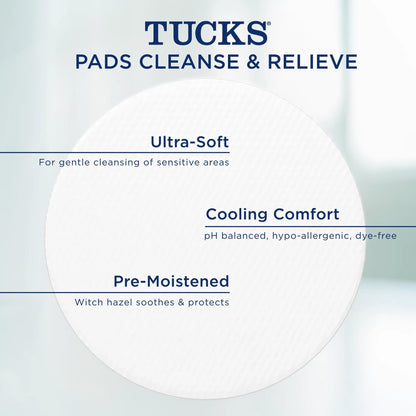 TUCKS Medicated Cooling Pads, 200 Count - Witch Hazel Pads for Sensitive Areas, Cleanse and Protect from Irritation TUCKSBuy Supplements Australia