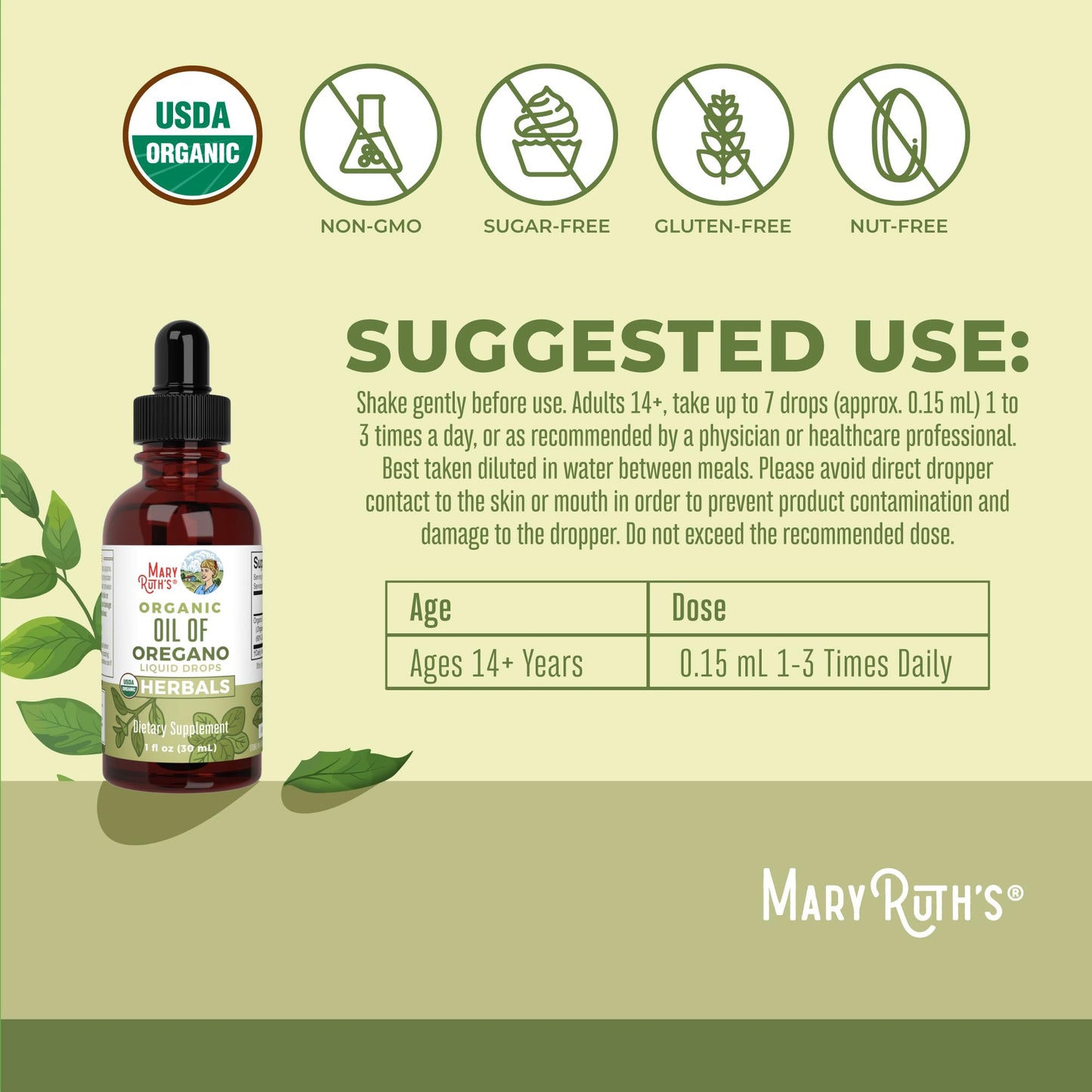 MaryRuth Organics Oregano Oil Drops | 6 Month Supply | USDA Organic Oil of Oregano Liquid | Herbal Blend for Immune Support | Digestive Health | Overall Health