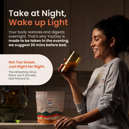 Nighttime Prebiotic Fiber Powder with Digestive Enzymes & Magnesium Glycinate for Sleep, On-The-Go Travel 7 Pack | Gut Health Supplement for Women & Men - Bloating Relief Soluble and Insoluble Fiber