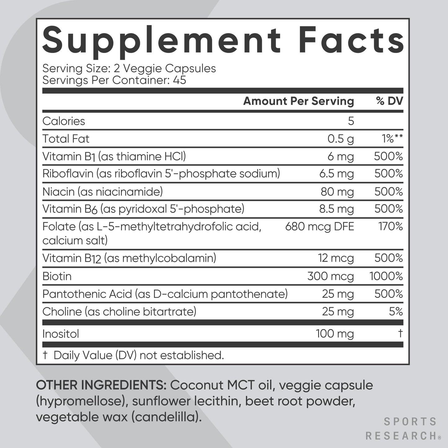 Sports Research Vitamin B-Complex - Full Spectrum of B Vitamins - 90 Liquid Veggie Capsules Sports Research buy supplements Au