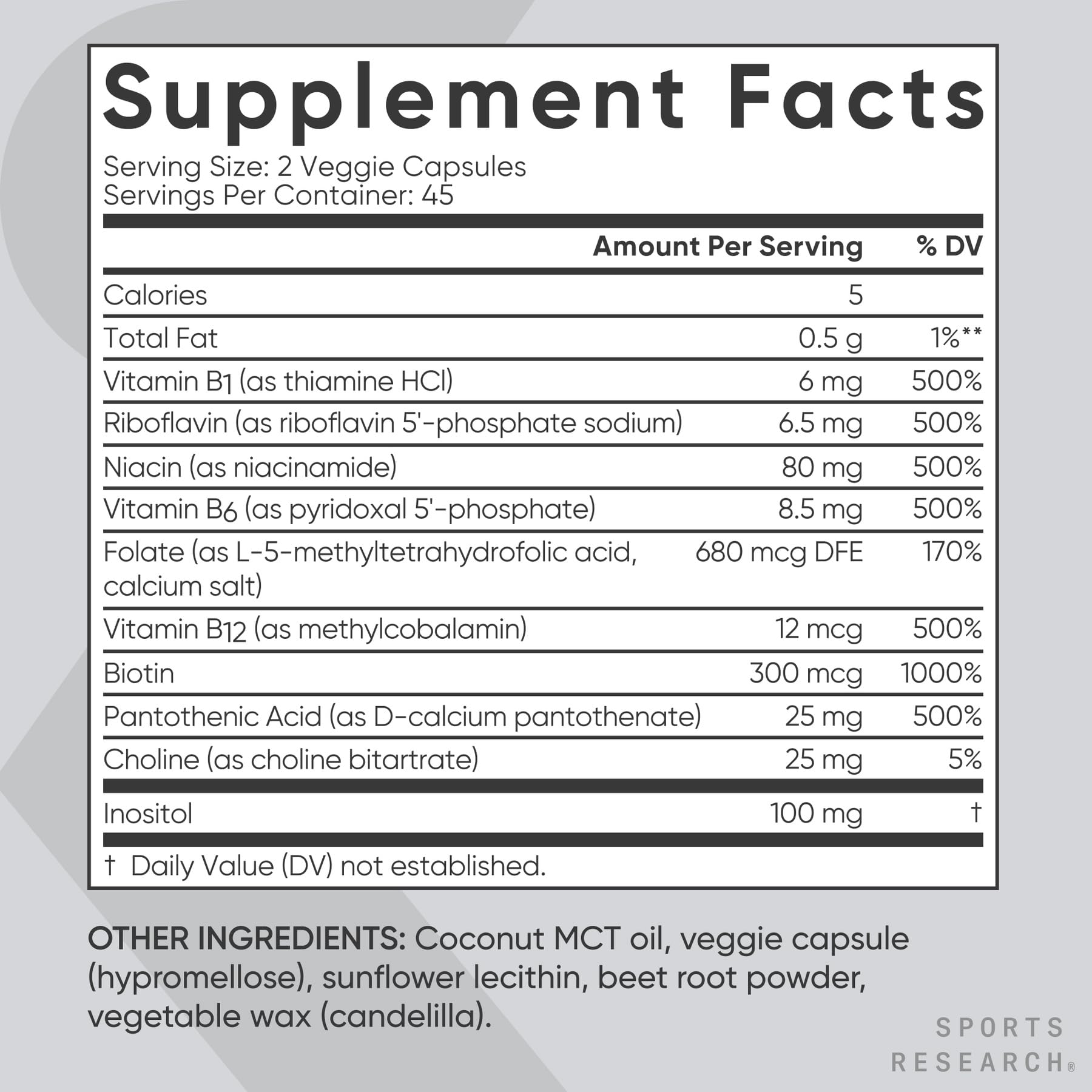 Sports Research Vitamin B-Complex - Full Spectrum of B Vitamins - 90 Liquid Veggie Capsules Sports Research buy supplements Au