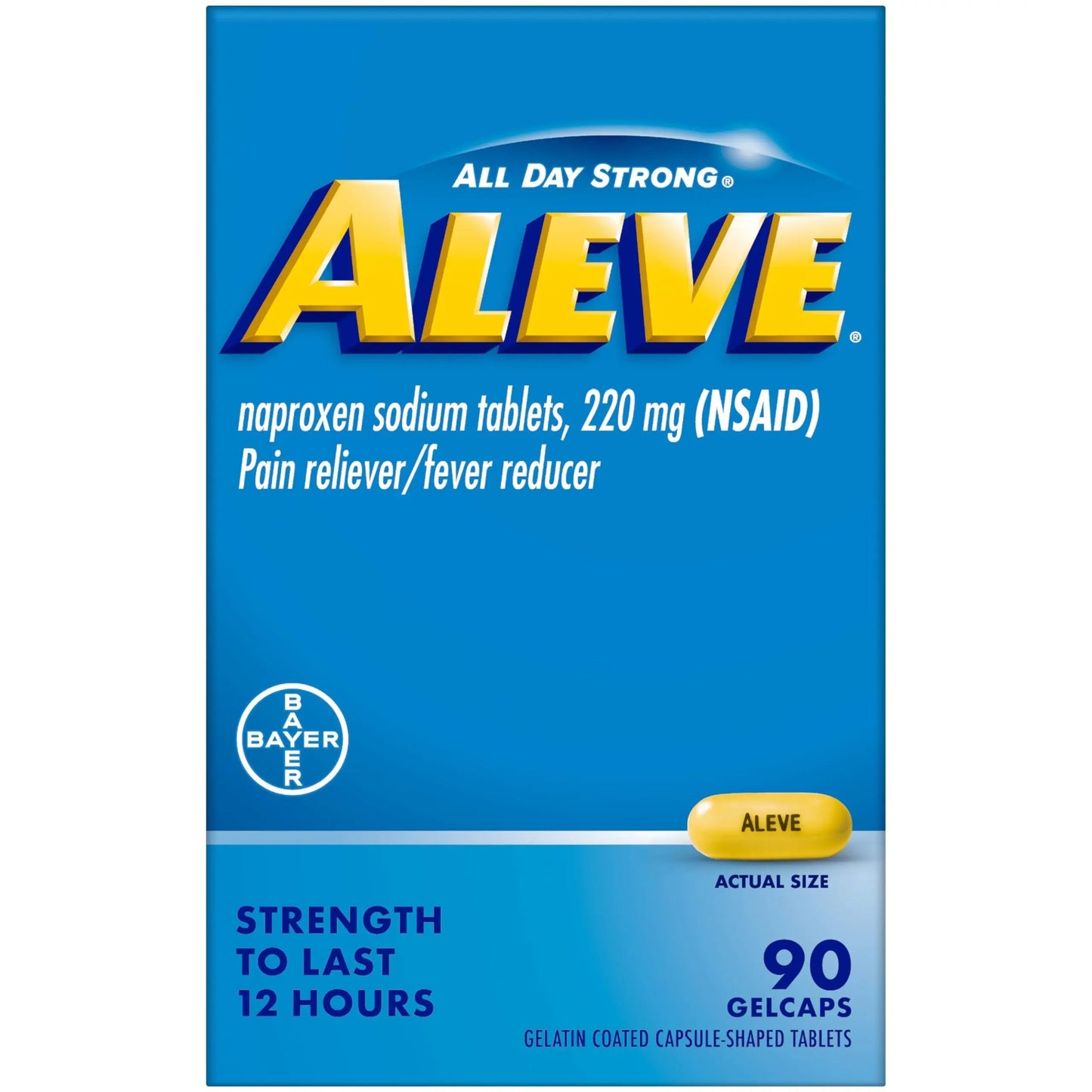 Aleve Pain Reliever & Fever Reducer Gelcaps, Naproxen Sodium, Headache and Back and Body Pain Relief Medicine, for Adults and Children Ages 12 and Up, 90 Count AleveBuy Supplements Australia