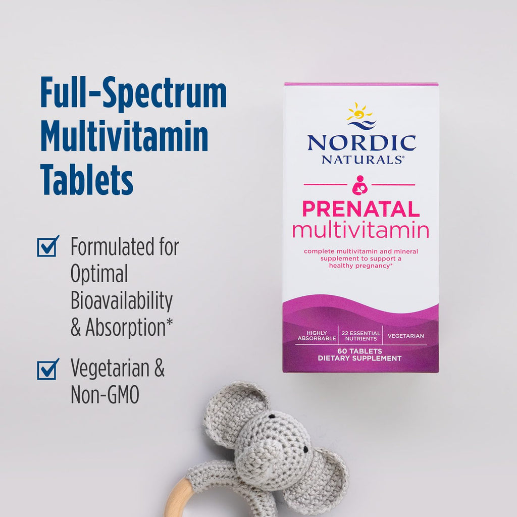 Nordic Naturals Prenatal Multivitamin for Women - Daily Vegetarian Prenatal Vitamins - 22 Essential Nutrients, Including B6, Folate, and Iron - 60 Tablets - 30 Servings Nordic NaturalsBuy Supplements Australia