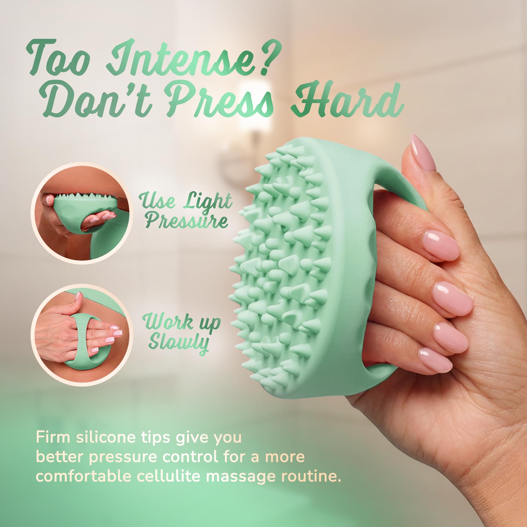 SILKLE Cellulite Massage Tool & Lymphatic Drainage Massager - Silicone Anti Cellulite Massage Brush for Body Sculpting with Ergonomic Handle - Cellulite Remover for Legs, Thighs and Belly - Green SILKLE buy supplements Au