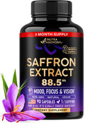 Natural Saffron Supplements - Pure Saffron Extract 88.5 mg - Made in USA - Mood | Focus | Vision | Energy Support - Eye Health for Women & Men - NonGMO Vegan Pills - 90 Powder Capsules, 3 Month Supply NUTRAHARMONYBuy Supplements Australia