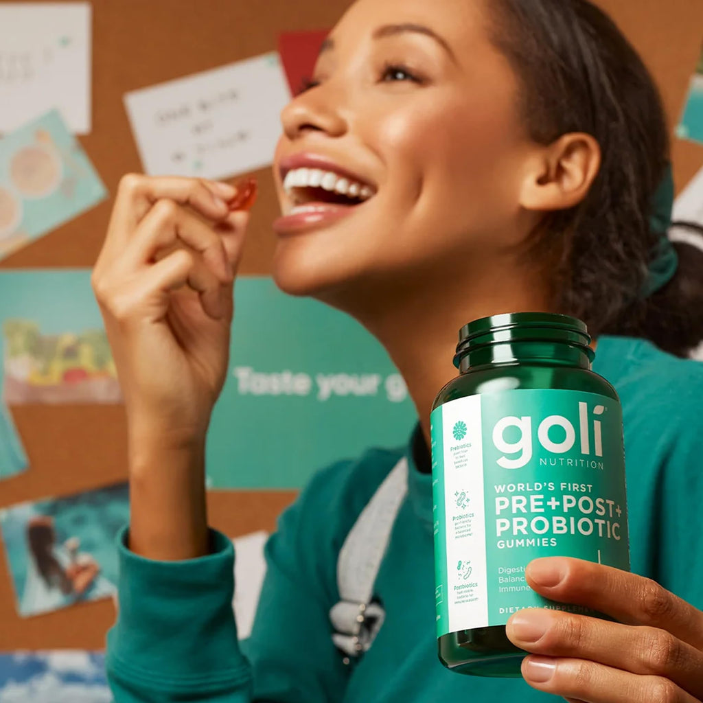 Goli Pre Pro Postbiotic Gummies - Worlds First 3-in-1 Formula with DE111 Probiotics, XOS Prebiotics, MCC1849 Postbiotics - Vegan, Non-GMO,