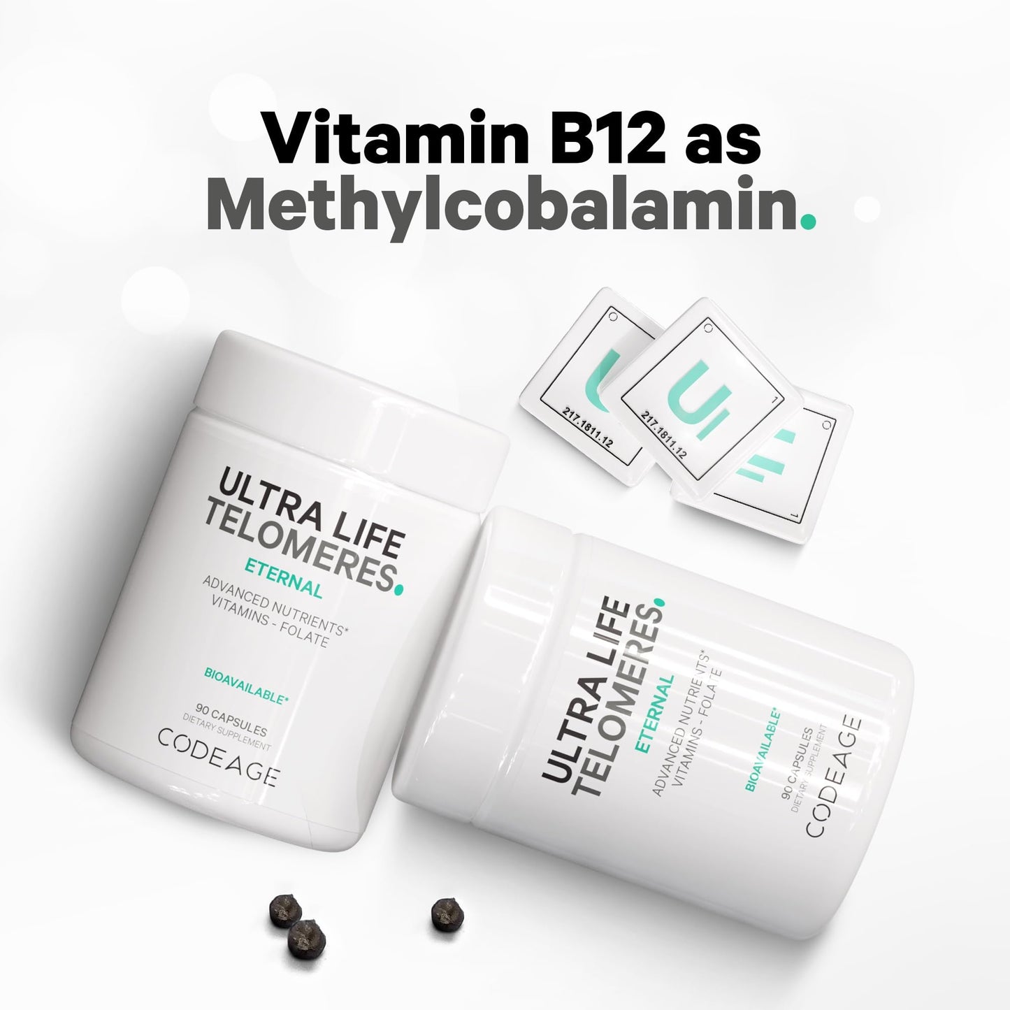 Codeage Ultra Life Telomeres Supplement - 5 MTHF Folate Vitamin B9, Vitamin B12 Methylcobalamin, Vitamin D3, L-Theanine, Ashwagandha - 3-Month Supply - DNA, Methylation Cycle - Non-GMO - 90 Capsules CodeageBuy Supplements Australia