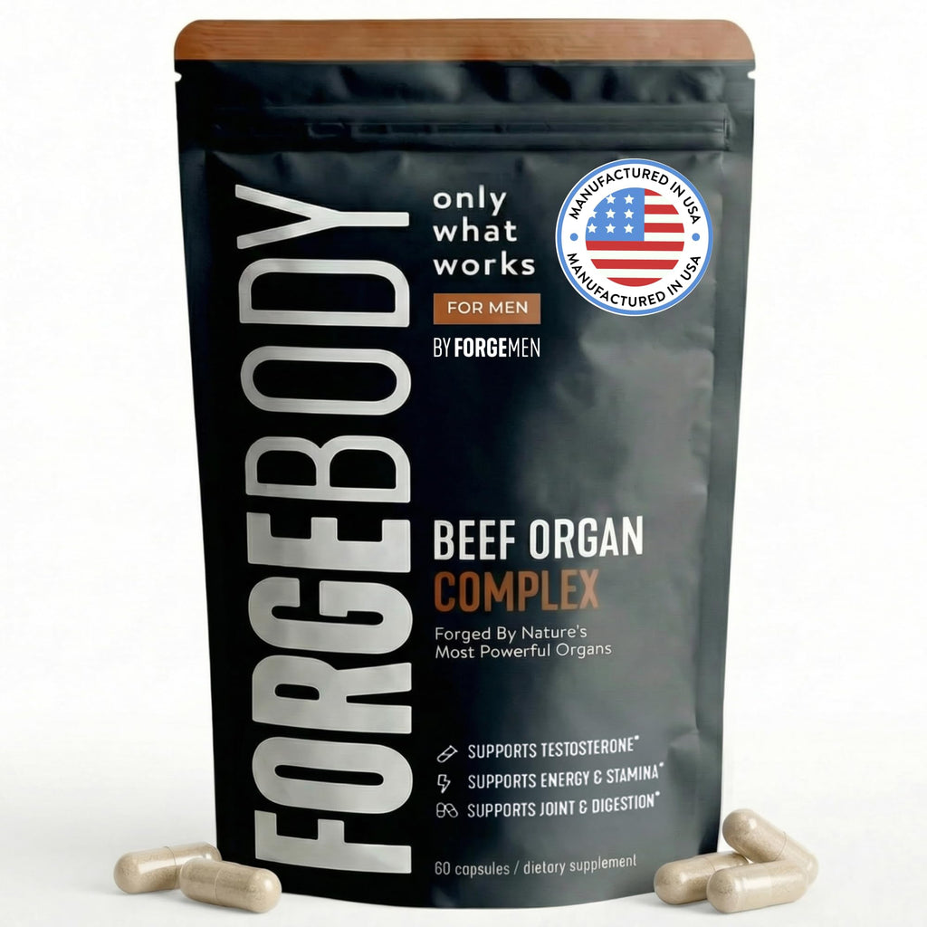 FORGEBODY® Beef Organ Complex Capsules [1 Month] - 100% Grass Fed Beef Organ Supplement with Blend of Liver, Heart, Bone Marrow, Pancreas & Testicles
