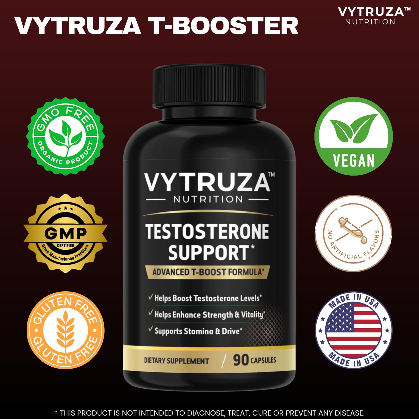 VYTRUZA Nutrition Advanced T-Boost Formula Test Support Capsules, Premium Ingredients, Energy, Strength Support Supplement for Men, 90 Capsules VYTRUZA buy supplements Au