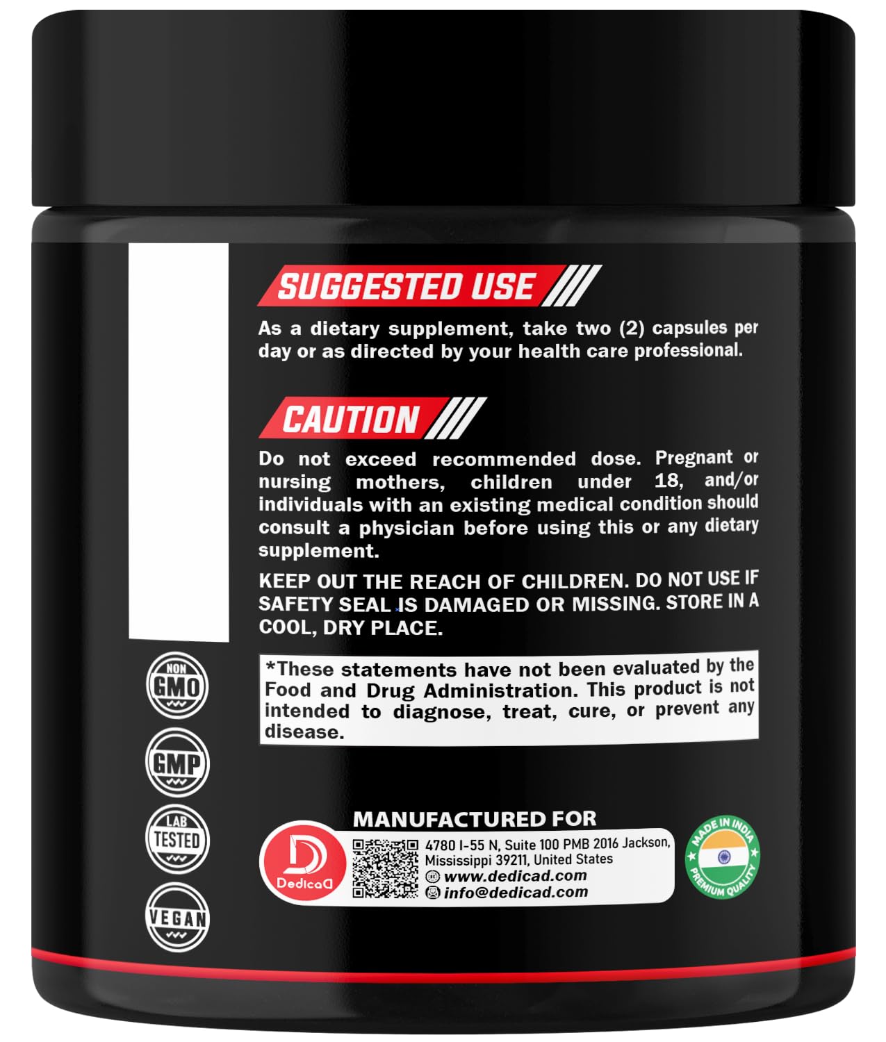 DEDICAD NAD Supplement 1000 mg - Pure NAD Supplement - Energy and DNA Repair, Aging Defense, Brain Function - 60 Capsules DEDICAD buy supplements Au