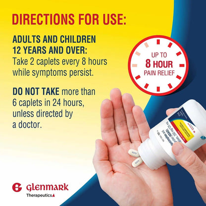 Dual Action Acetaminophen 250mg and Ibuprofen 125mg Caplets, Up to 8h of Pain Relief for Minor Aches and Pain, Headaches, Toothache, Backache, Menstrual Cramps, Minor Arthritis Pain, 216 Count Glenmark TherapeuticsBuy Supplements Australia
