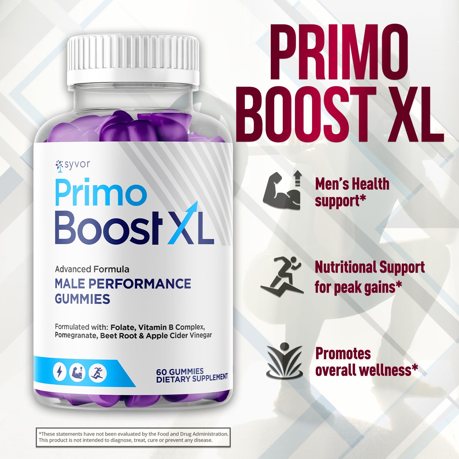 (3 Pack) Primo Boost XL Gummies, Official Primo Boost XL Gummys with All Natural Ingredients, Advanced PrimoBoost Health & Wellness Formula with Max Strength Active Lifestyle Vitamins (180 Gummies) Syvor buy supplements Au