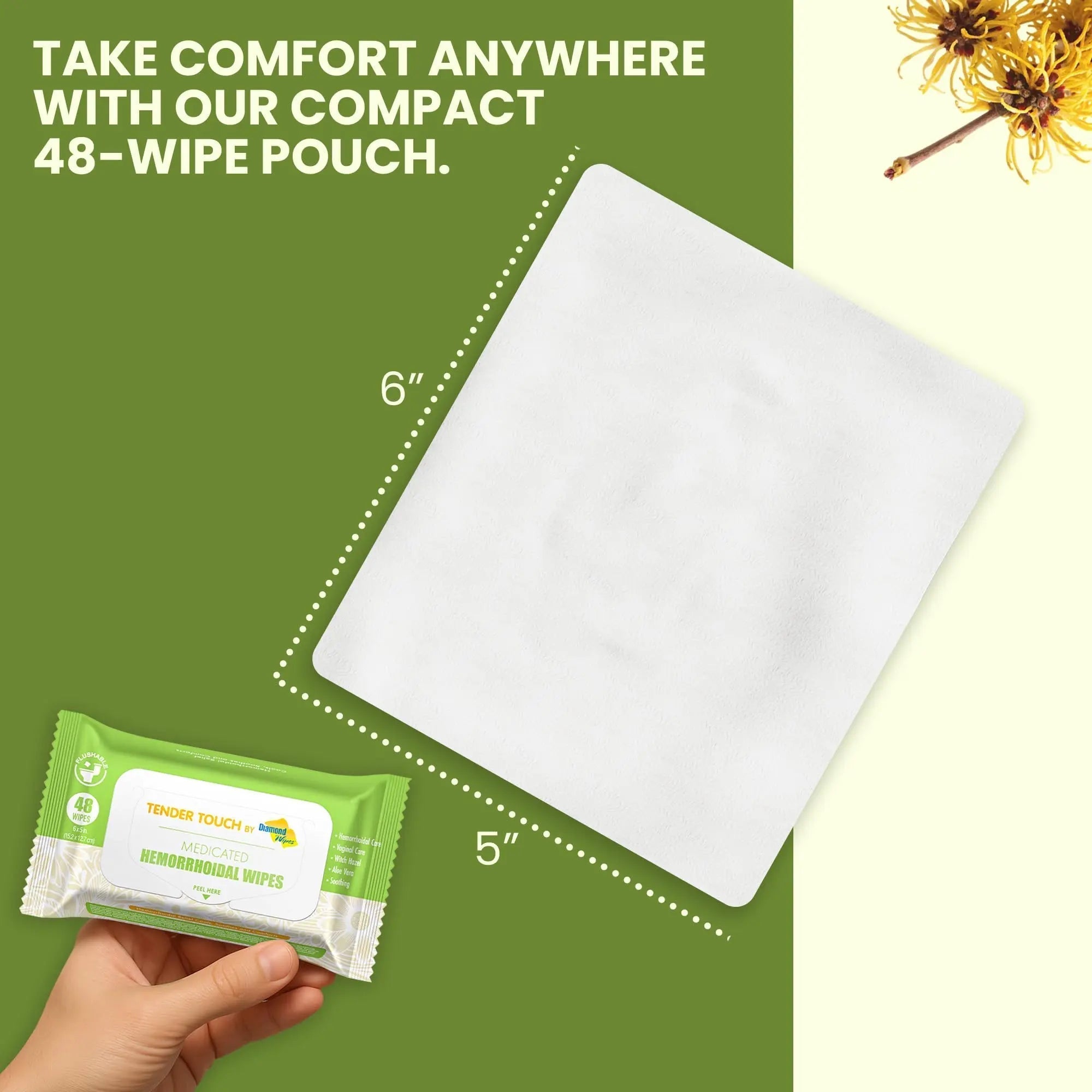 Tender Touch Hemorrhoid Wipes with Witch Hazel and Aloe, Flushable Medicated Wipes for Hemorrhoid and Vaginal Relief - Postpartum-Safe, Fragrance-free, Travel Size, 1 Pack, 48-ct. Diamond WipesBuy Supplements Australia