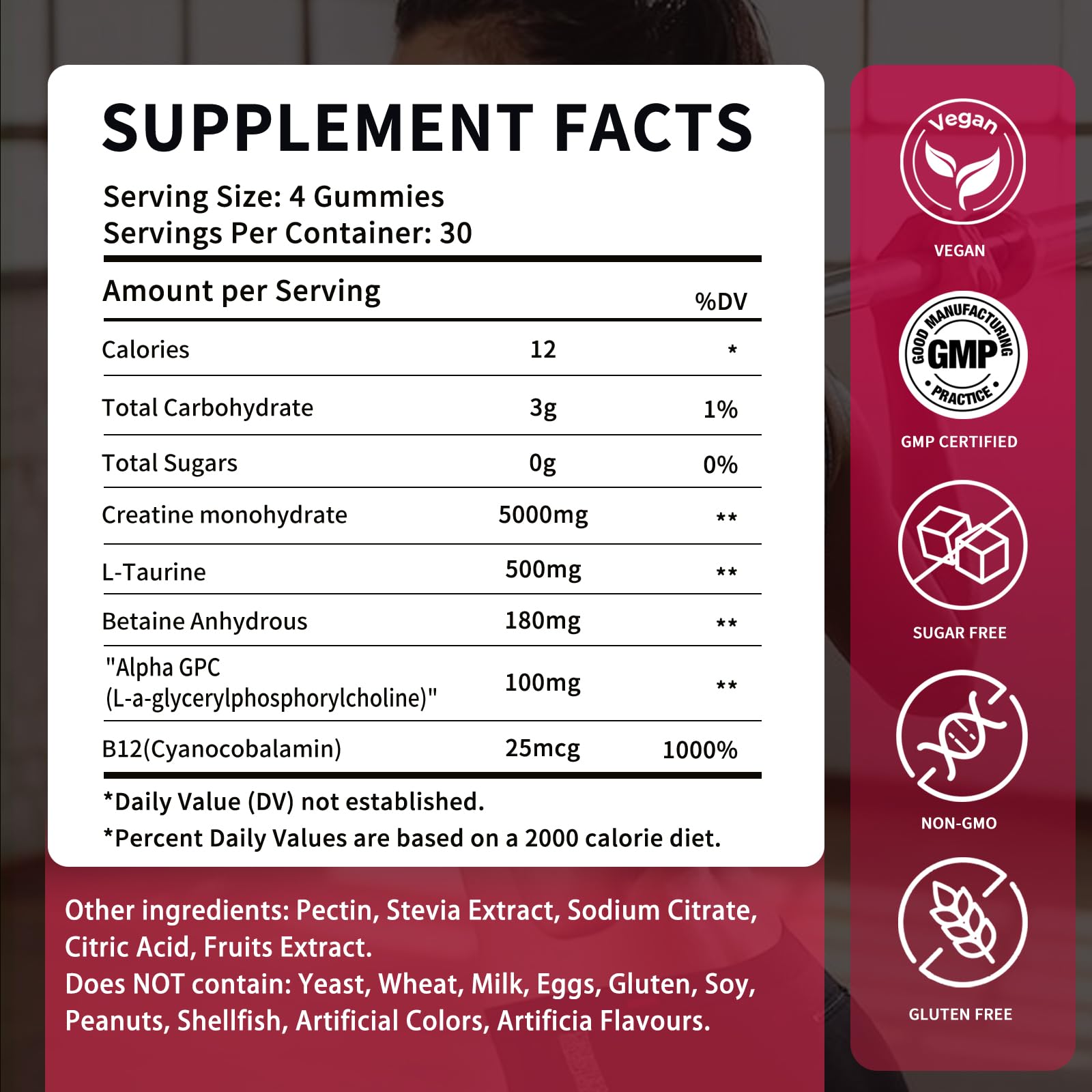 OUYIYUA Creatine Monohydrate Gummies 5000mg for Men & Women - Sugar Free Pre-Workout Supplement, Chewables for Muscle Strength, Muscle Builder, Energy Boost,