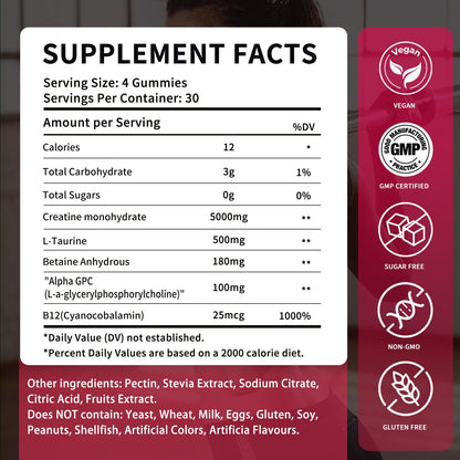 OUYIYUA Creatine Monohydrate Gummies 5000mg for Men & Women - Sugar Free Pre-Workout Supplement, Chewables for Muscle Strength, Muscle Builder, Energy Boost,