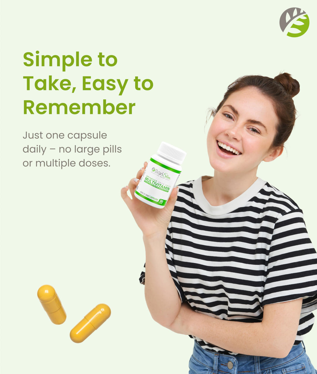 BariSlim Advanced Once Daily Bariatric Multivitamin Capsule - 45 mg of Iron - Bariatric Vitamin for Post Bariatric Surgery Including Gastric Bypass and Gastric Sleeve | 30 Day Supply BariSlim buy supplements Au