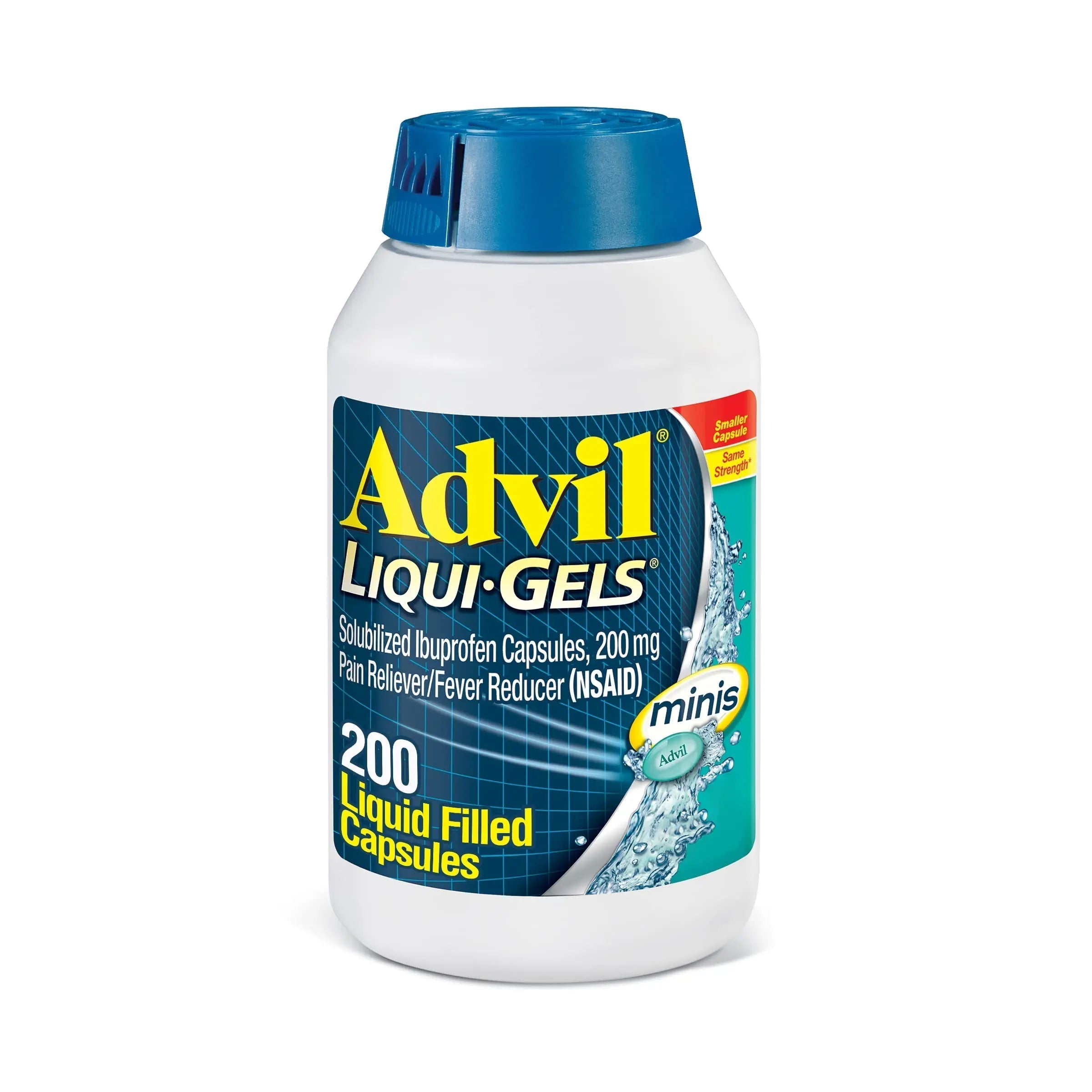 Advil Liqui-Gels minis Pain Reliever and Fever Reducer, Pain Medicine for Adults with Ibuprofen 200mg for Pain Relief - 200 Liquid Filled Capsules AdvilBuy Supplements Australia