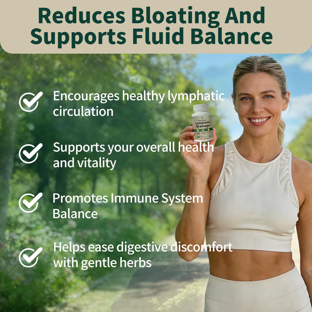 Lymphatic Drainage Supplement – Natural Herbal Formula with Dandelion, Burdock & Echinacea, Supports Fluid Balance, Immune Health & Cellulite Reduction – 60 Capsules HVibeVigor Zest buy supplements Au