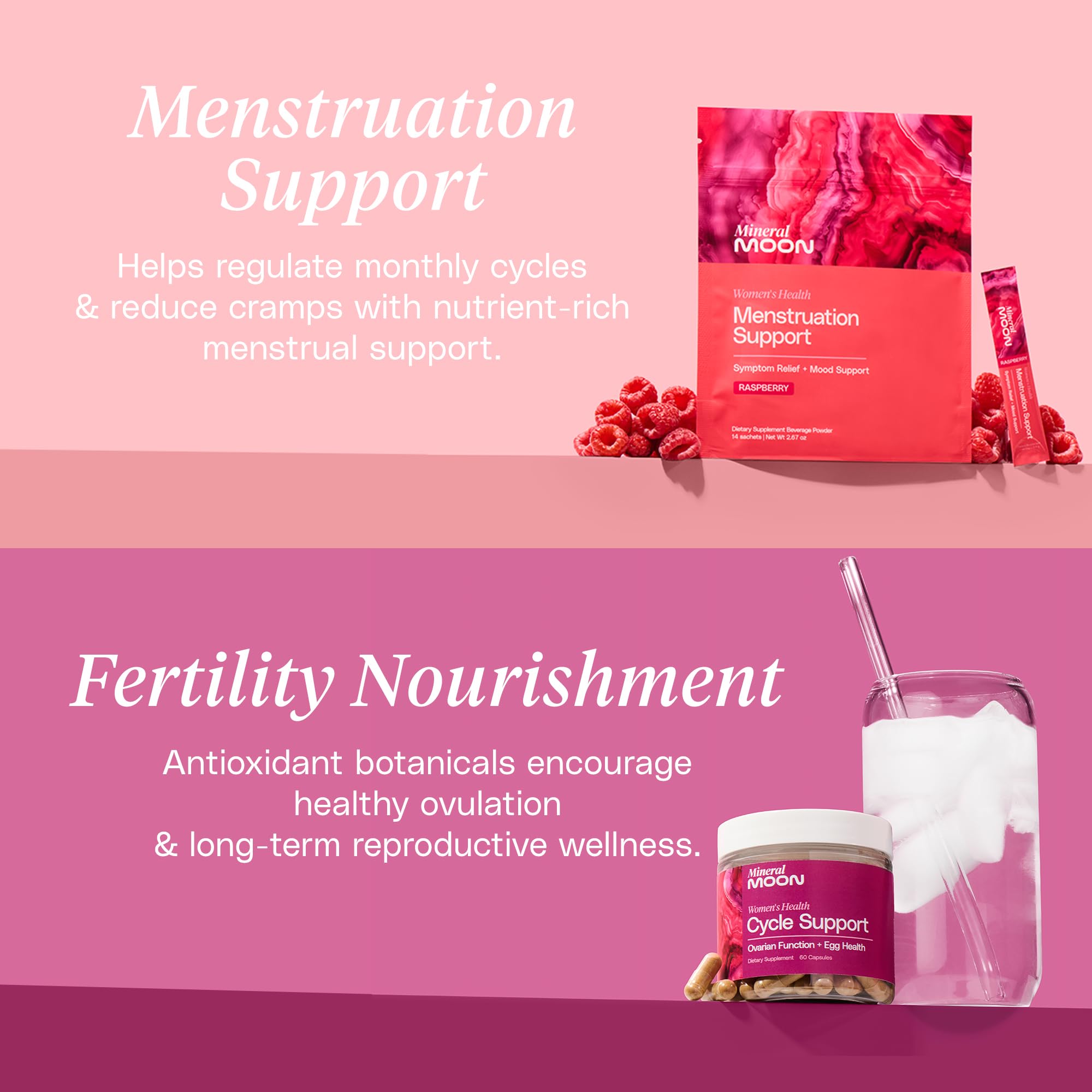 Mineral Moon Hormonal Support Bundle - Menstrual Supplement + Cycle Support - Aid Ovulation, Hormonal Balance & PMS Support - Reduce Period Cramps & Fatigue - Antioxidant Ovarian Support Vitamins Mineral Moon buy supplements Au