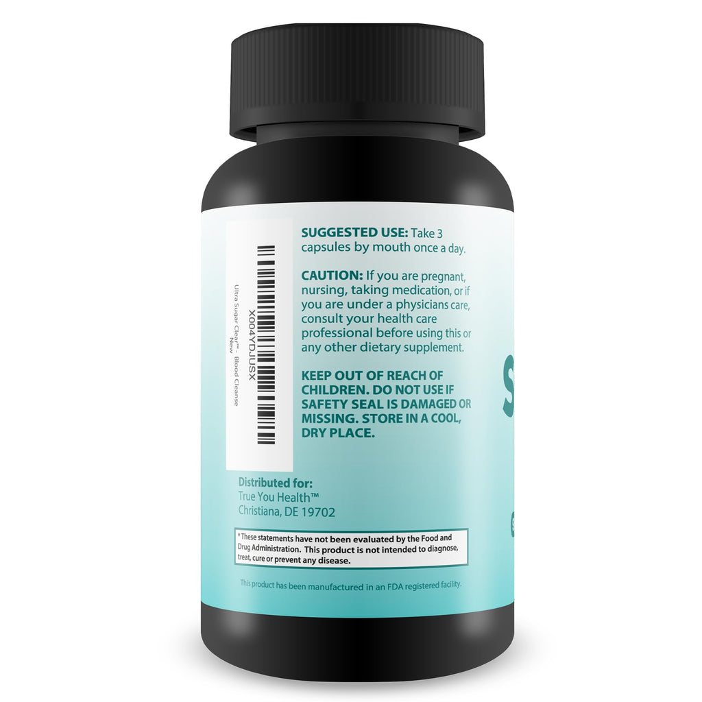 Ultra Sugar Clear - Our Best Blood Cleanse Detox Supplement - Bloodflow Support Supplement - Healthy Circulation Support Supplement - Sugar Balance Supplement - Sugar Health Blood Cleansing Formula True You Health buy supplements Au