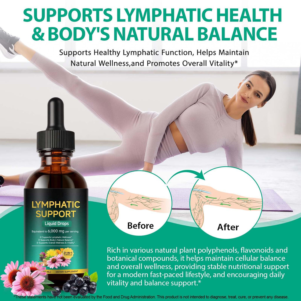 Lymphatic Drainage Drops 21-in-1 | 6000mg Herbal Blend | Lymph System Support Supplement | with Echinacea, Dandelion, Burdock, Calendula, Turmeric & More | for Women & Men | 60ml AEBEFBAW buy supplements Au