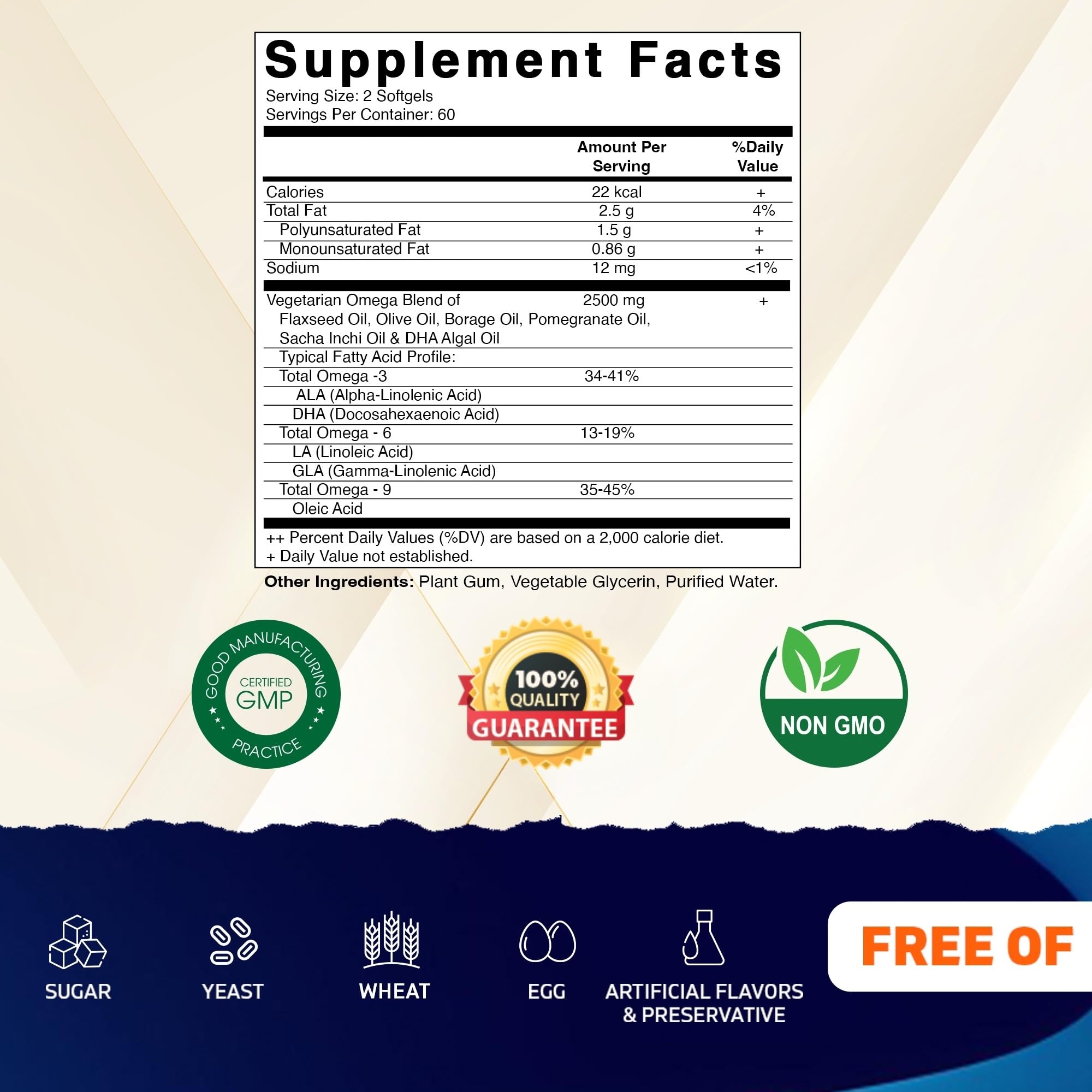 Vitamatic Vegan Omega 3-6-9 Complex 1250mg | Flaxseed, Olive, Borage & Algae Oils | Plant-Based Omegas | 120 Softgels VitamaticBuy Supplements Australia