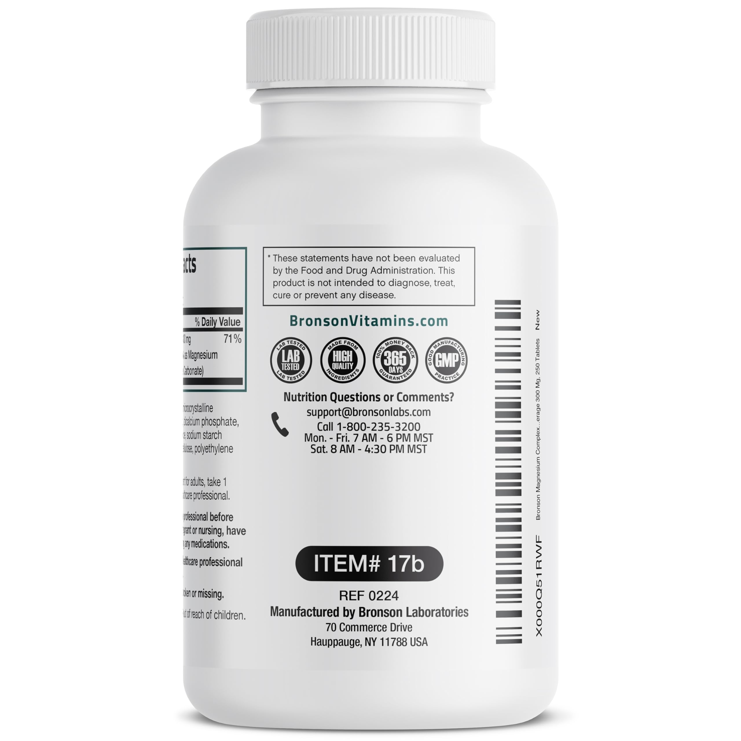 Bronson Triple Magnesium Complex Maximum Coverage 300mg - Non-GMO Formula, 250 Tablets Bronson buy supplements Au