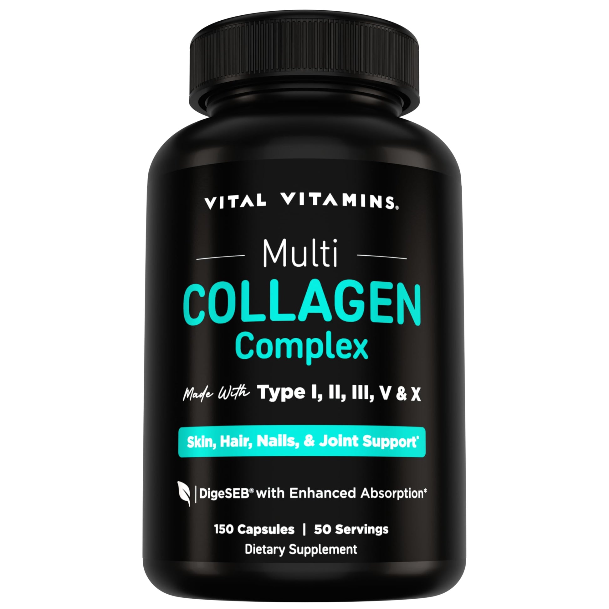Vital Vitamins Multi Collagen for Women & Men - Type I, II, III, V, X - Grass Fed, Non-GMO - 150 Capsules Vital Vitamins buy supplements Au