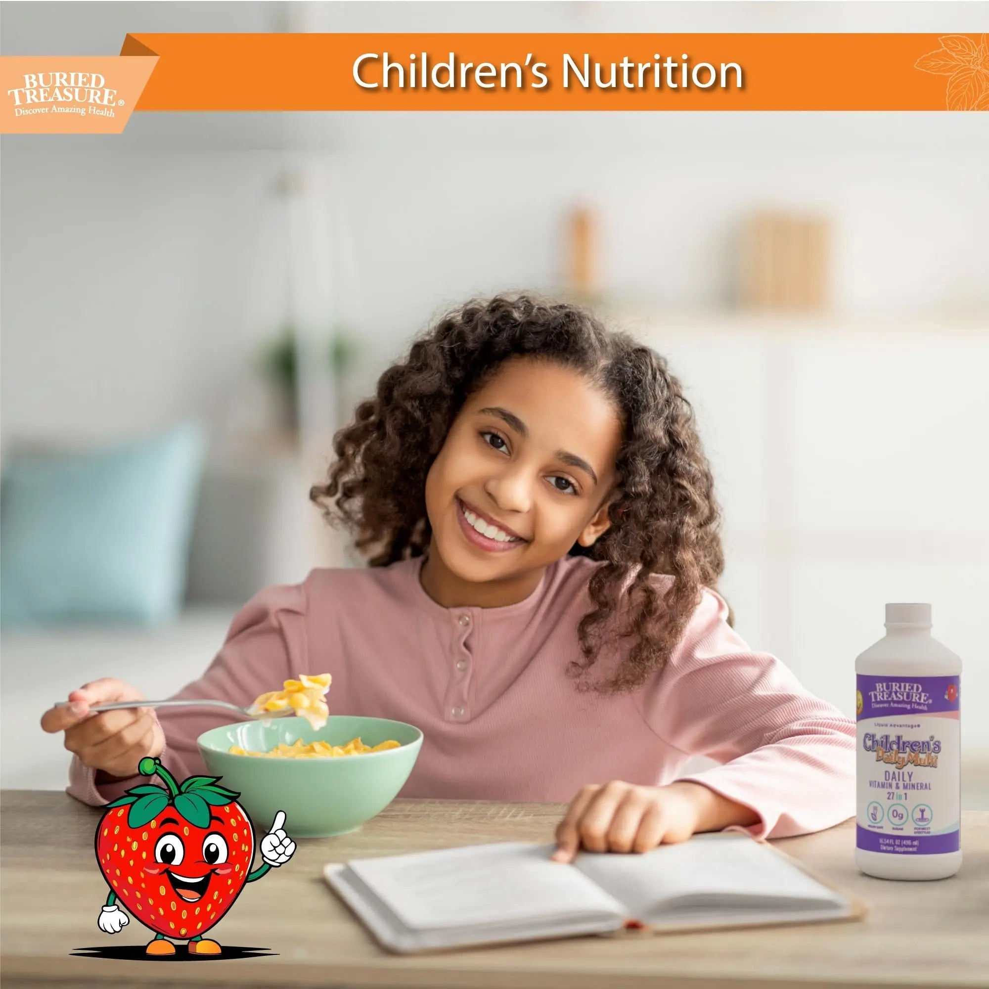 Buried Treasure Children's Daily Multi Liquid Multivitamin & Minerals Nutritional Dietary Vegan Supplement for Kids No Artificial Ingredients Buried Treasure