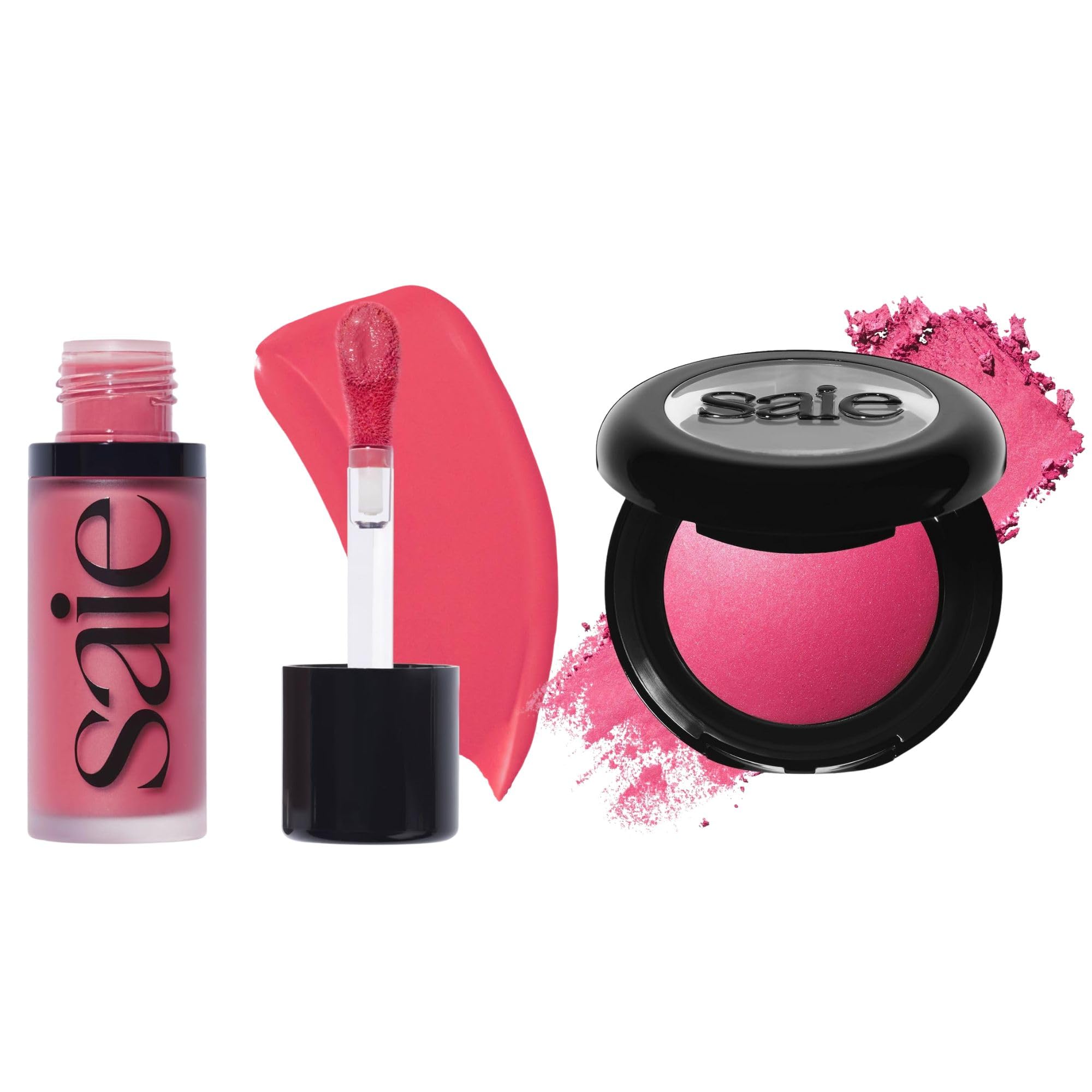 Saie Cheek Flush Duo - Dew Liquid Blush (.40 oz, Flirty), SuperSuede Baked Powder Blush (.01 oz, Amore) - Layerable, Skin-Nourishing Blushes for a Seamless Radiant Finish SaieBuy Supplements Australia