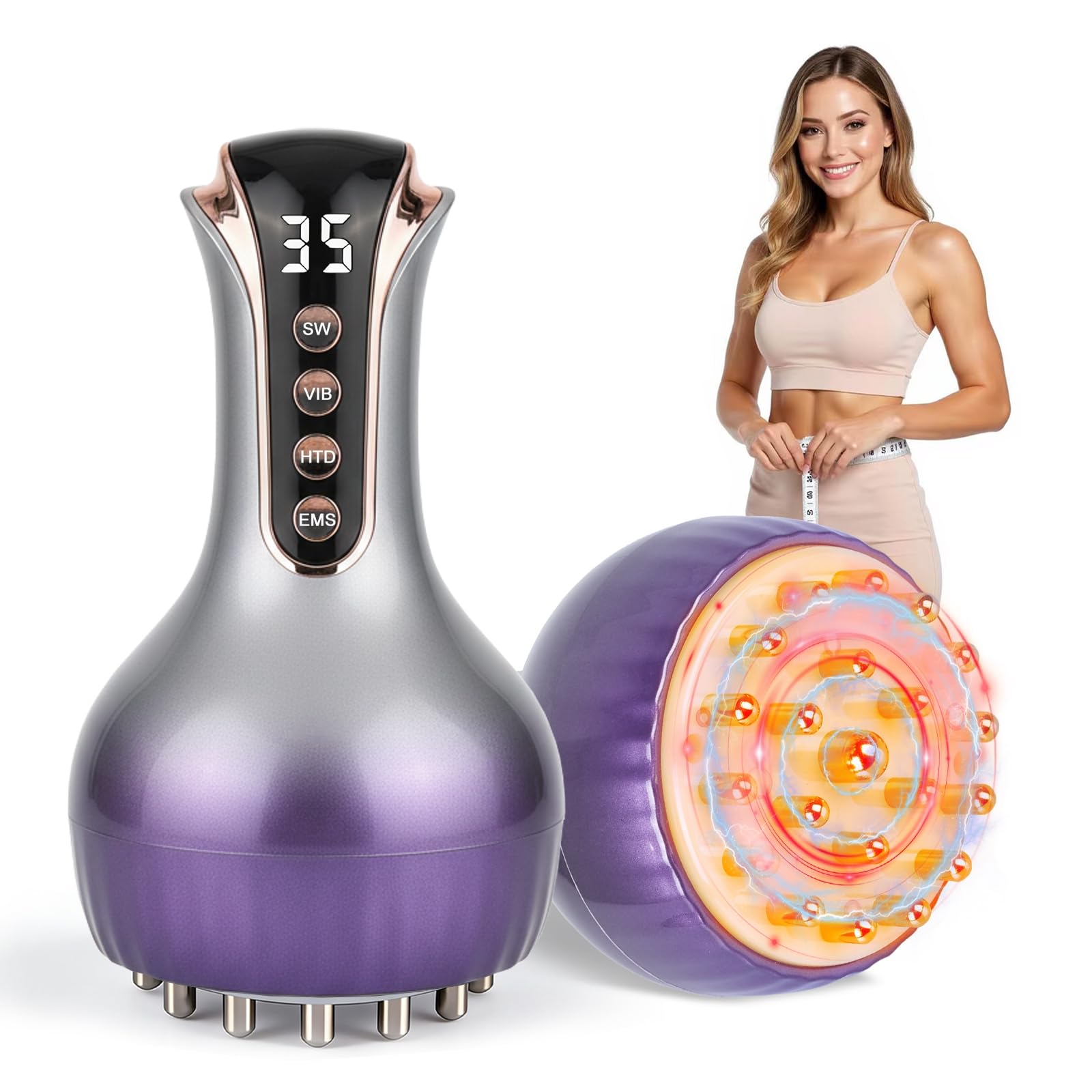 VEZURZO 4-in-1 Lymphatic Drainage Massager & Cellulite Massage Tool, 35-Speed Fascia Blaster for Body Sculpting Pain Relief Face Legs Arms Belly Neck, 90Min Battery Wireless Portable VEZURZO buy supplements Au