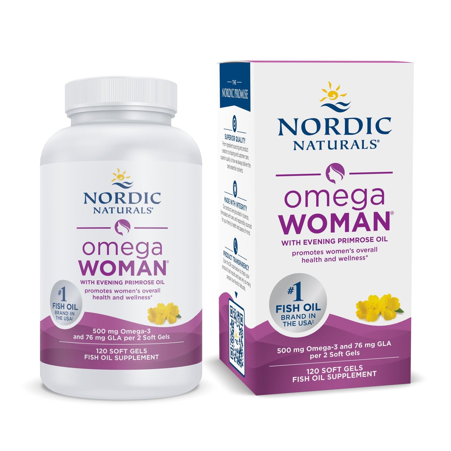 Nordic Naturals Omega Woman, Lemon - 120 Soft Gels - 500 mg Omega-3 + 800 mg Evening Primrose Oil - Healthy Skin & Optimal Wellness - Non-GMO - 60 Servings Nordic NaturalsBuy Supplements Australia