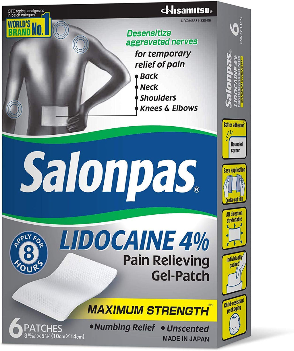 Salonpas LIDOCAINE (5 Pack Bundle) Pain Relieving Maximum Strength Gel Patch! SalonpasBuy Supplements Australia