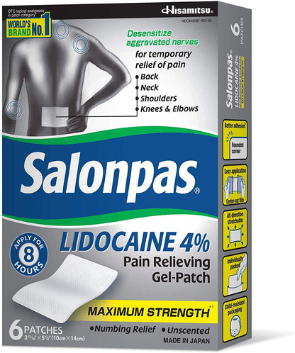 Salonpas LIDOCAINE (5 Pack Bundle) Pain Relieving Maximum Strength Gel Patch! SalonpasBuy Supplements Australia