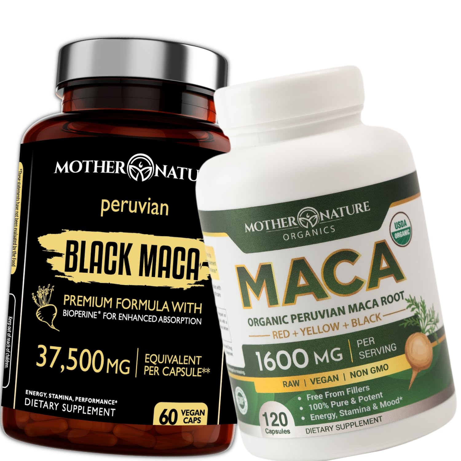 Powerful Maca Blend for Men – Black, Red & Yellow Maca Capsules | Supports Energy, Stamina & Endurance | Promotes Hormonal Balance & Vitality Mother Nature Organics Superfoods for Organic Living buy supplements Au